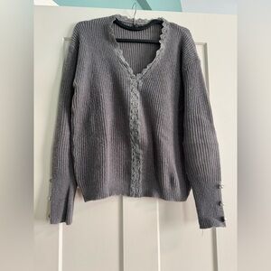 2 women’s sweaters size large gray one worn once, brown one has tags never worn